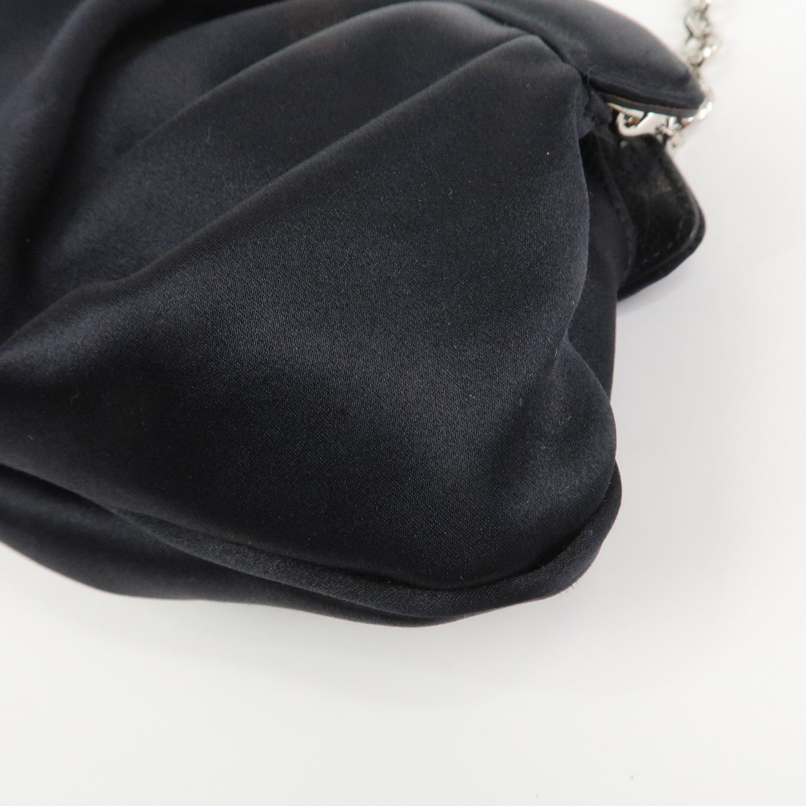 Ferragamo Gancini Satin Shoulder Bag Crossbody Bag Black Q 21 6436