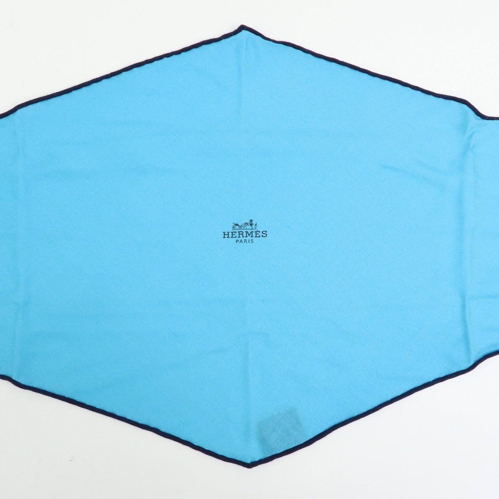 HERMES Cashmere Silk Rosange PM Scarf Blue