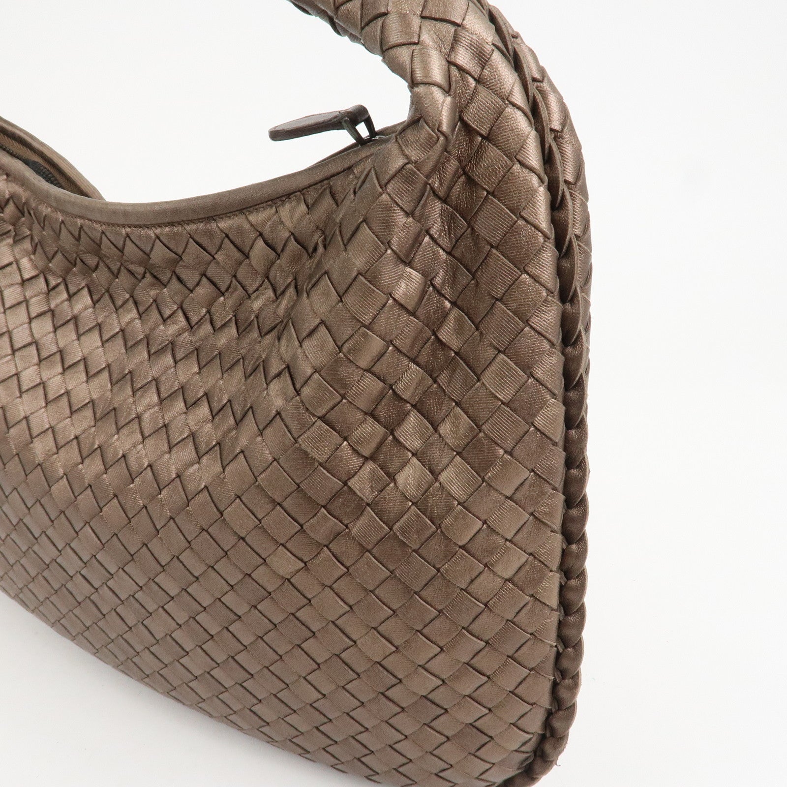 BOTTEGA VENETA Intrecciato Leather Shoulder Bag Metaric Brown