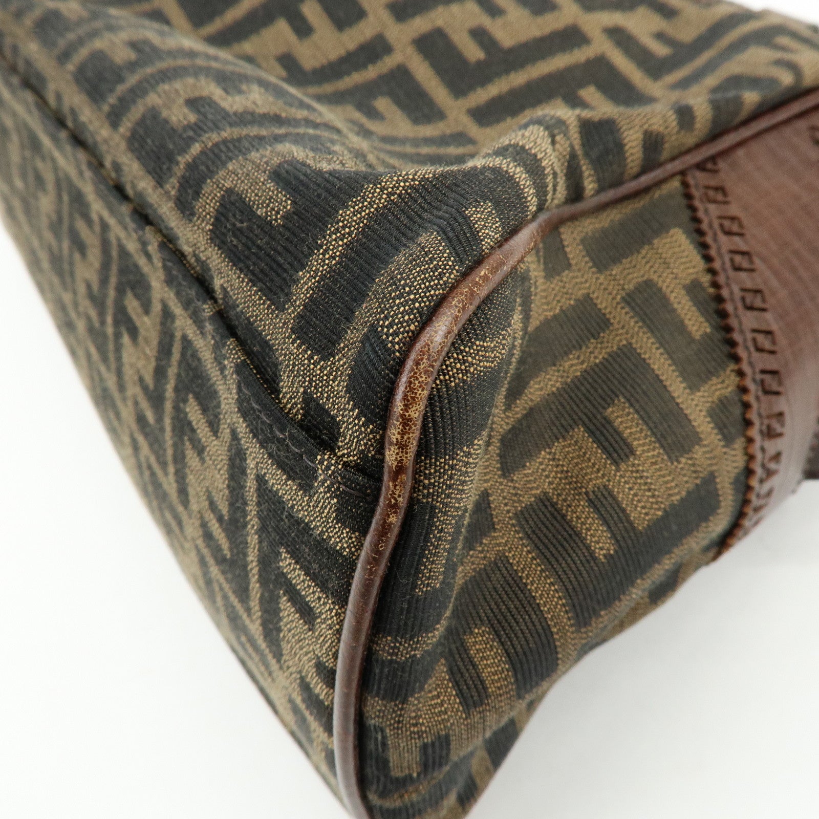 FENDI Zucca Ethnico Canvas Leather Tote Bag Shoulder Bag 8BN162