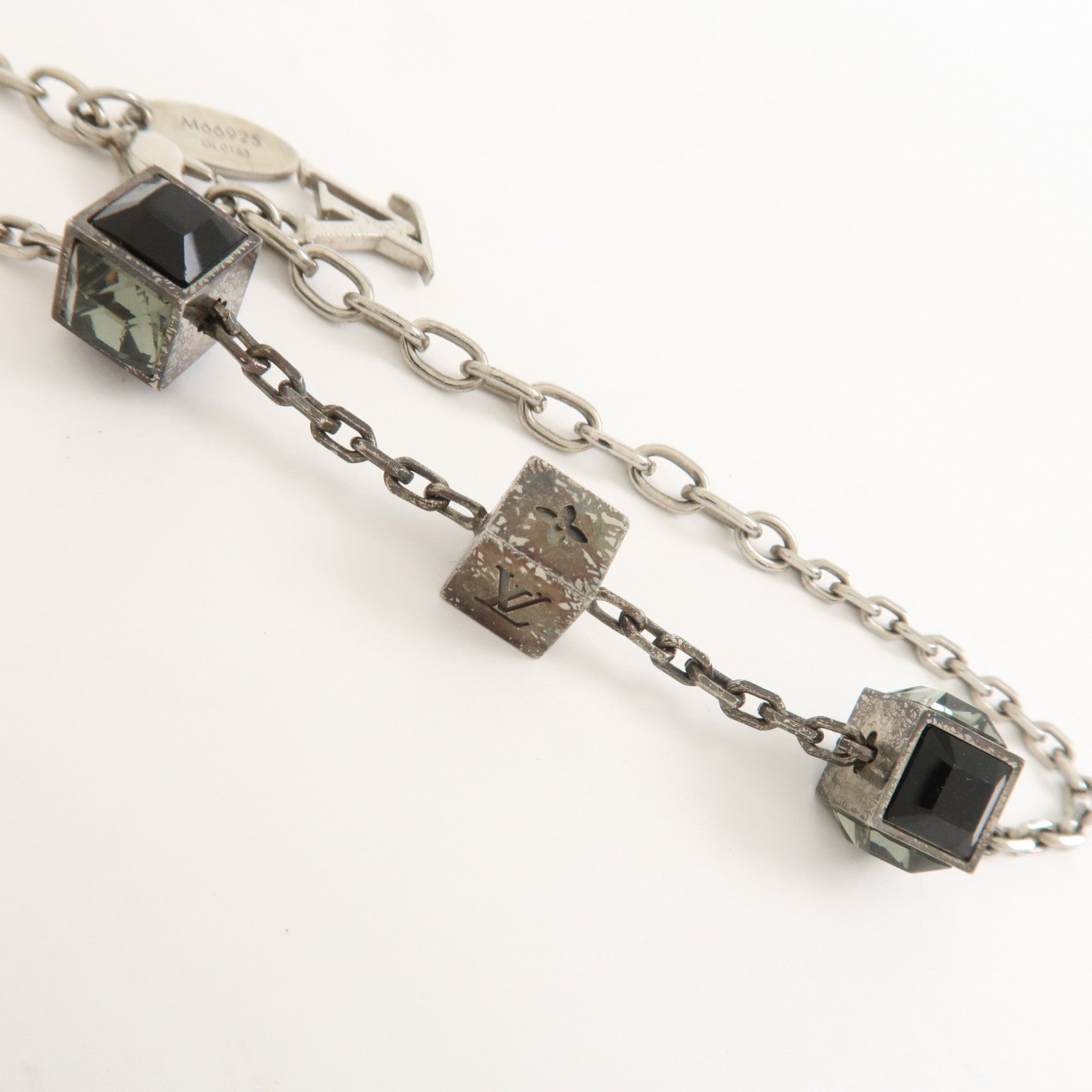 Louis Vuitton Metal Rhinestone Bracelet Gamble Silver M66925