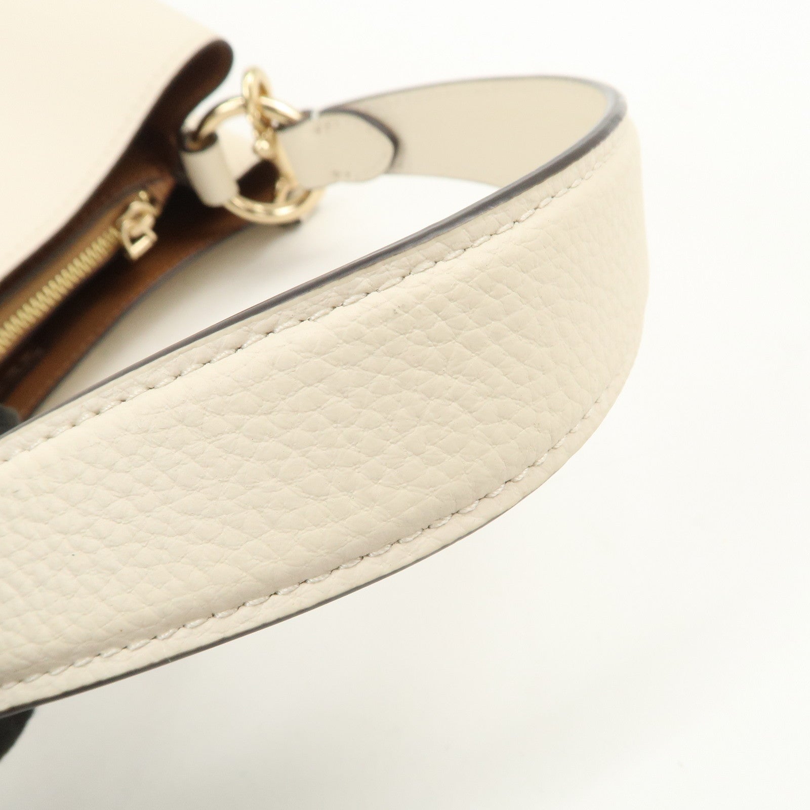 COACH Leather 2Way Bag Hand Bag Shoulder Bag White