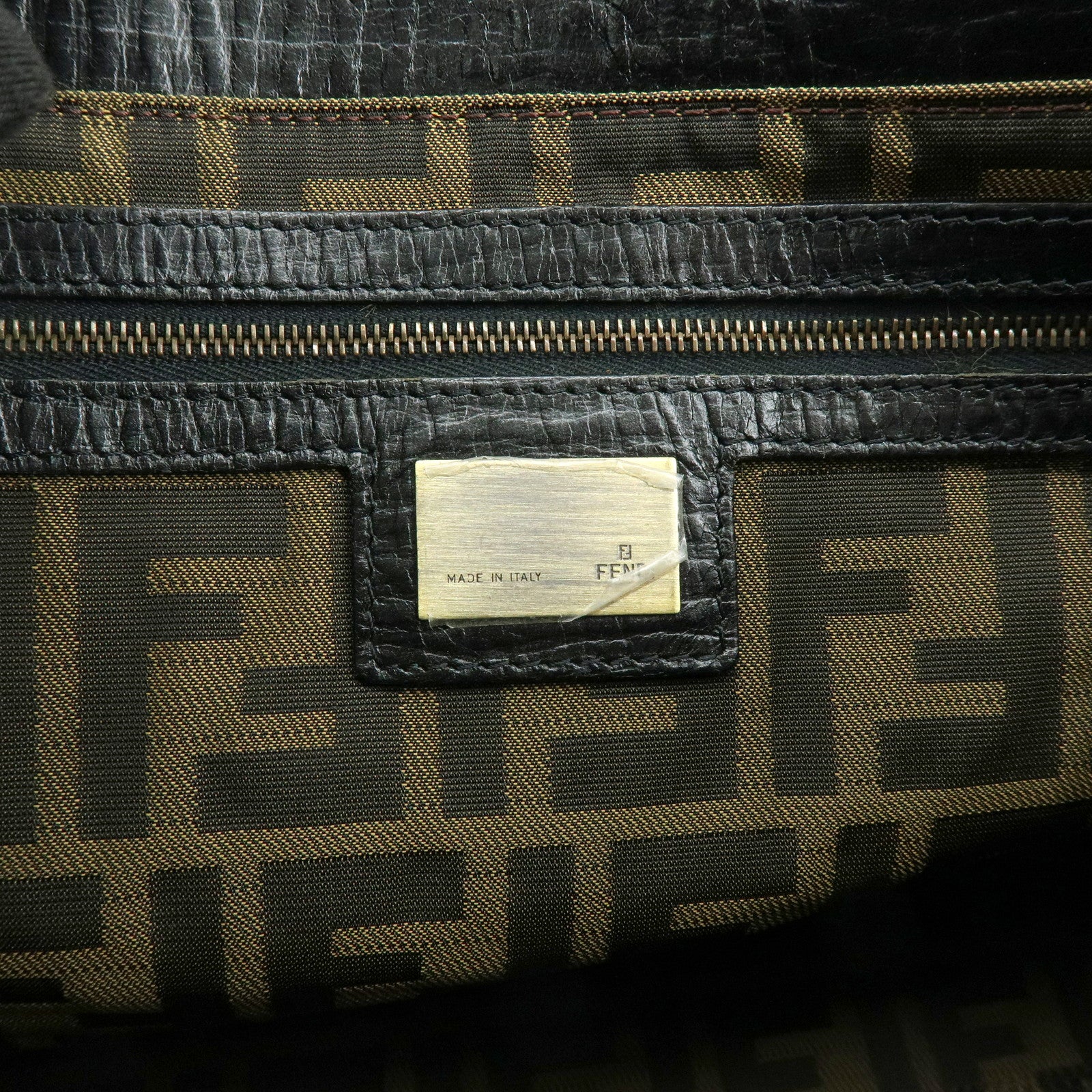 FENDI Etnico Calf Hair Leather Tote Bag Shoulder Bag Brown 8BN162