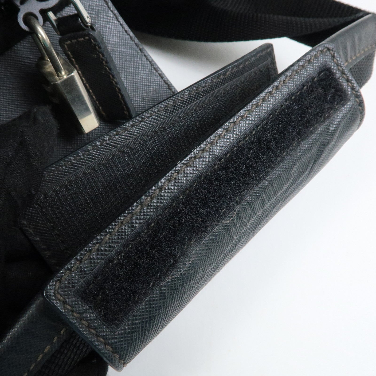 PRADA Triangle Logo Nylon Leather Boston Bag Travel Bag Black