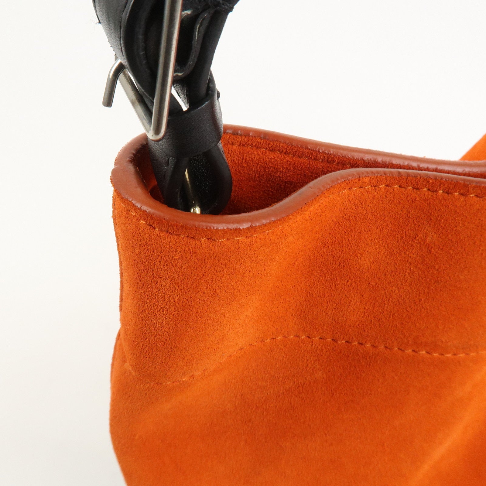 CELINE Suede Calf Leather Shoulder Bag Hand Bag Orange Black