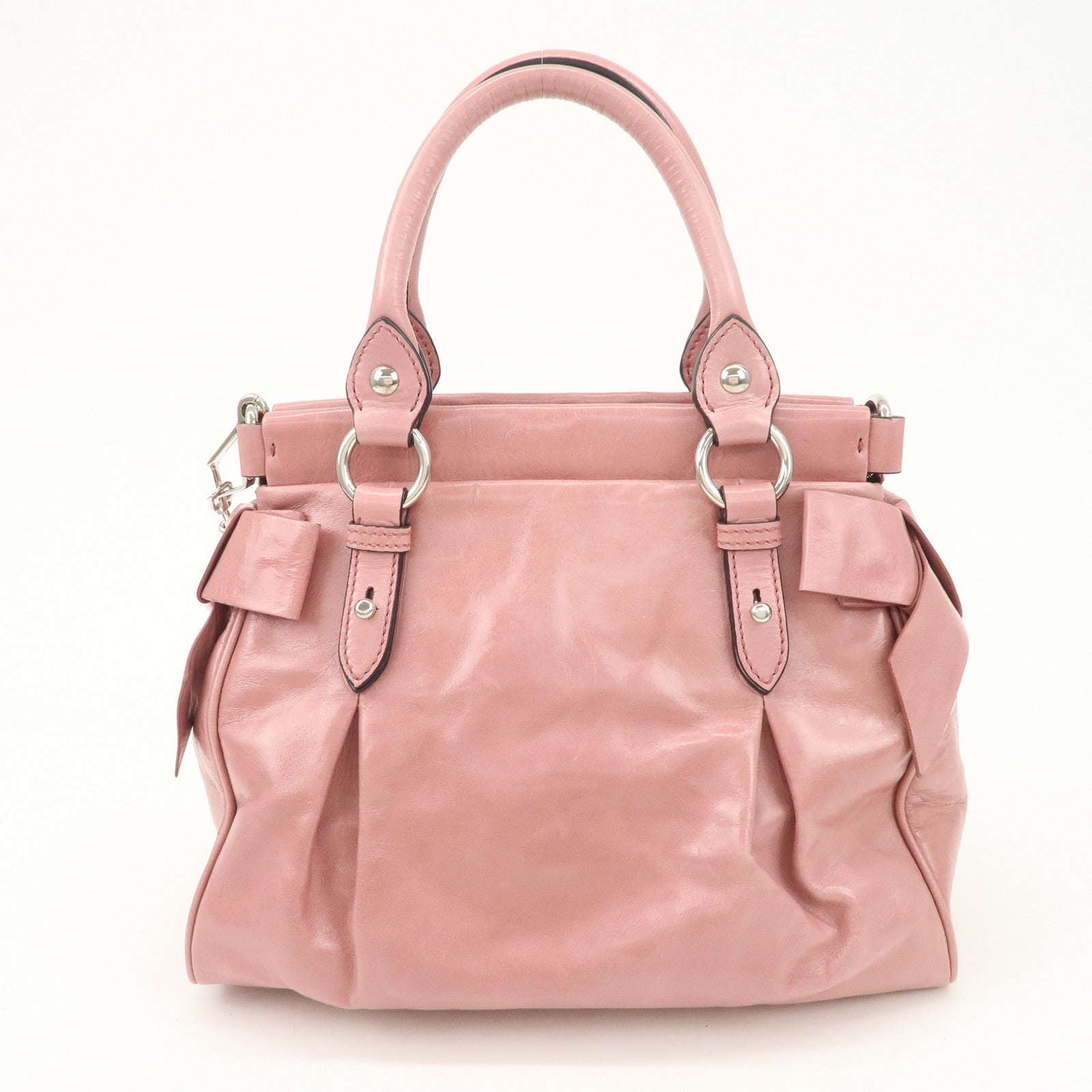 MIU MIU Vitello Lux 2Way Bag Hand Bag Shoulder Bag Pink RN0955