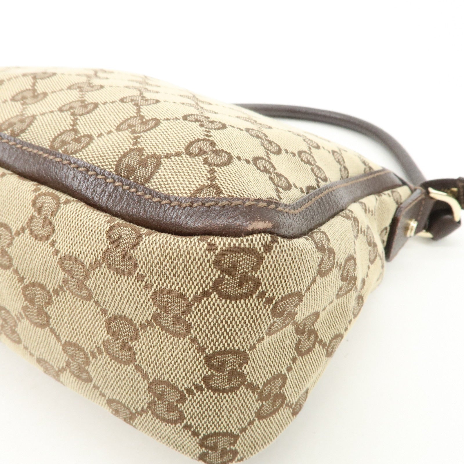 GUCCI GG Canvas Shoulder Bag Hand Bag Beige Brown 146244