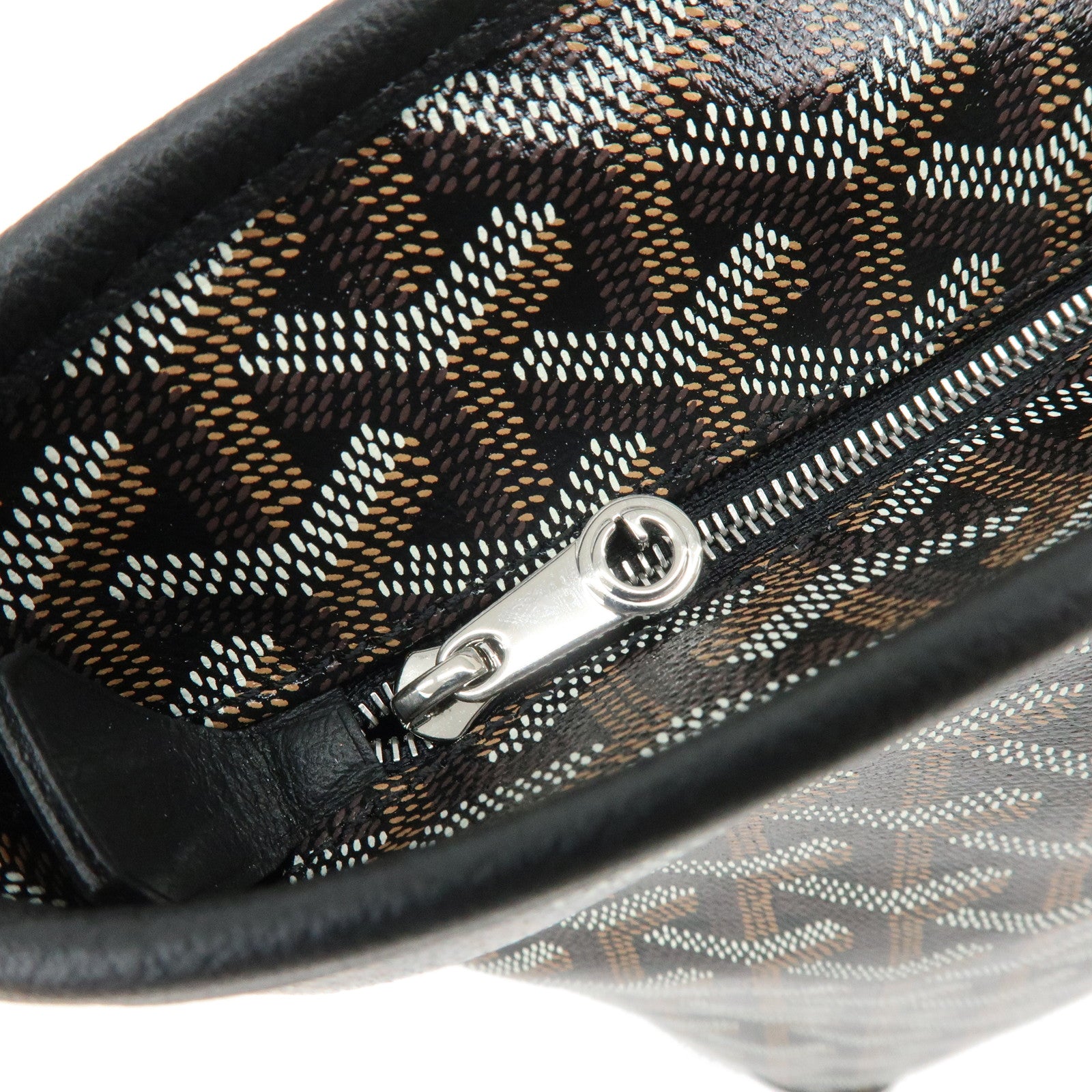 GOYARD Artois PM PVC Leather Tote Bag Hand Bag Black Brown