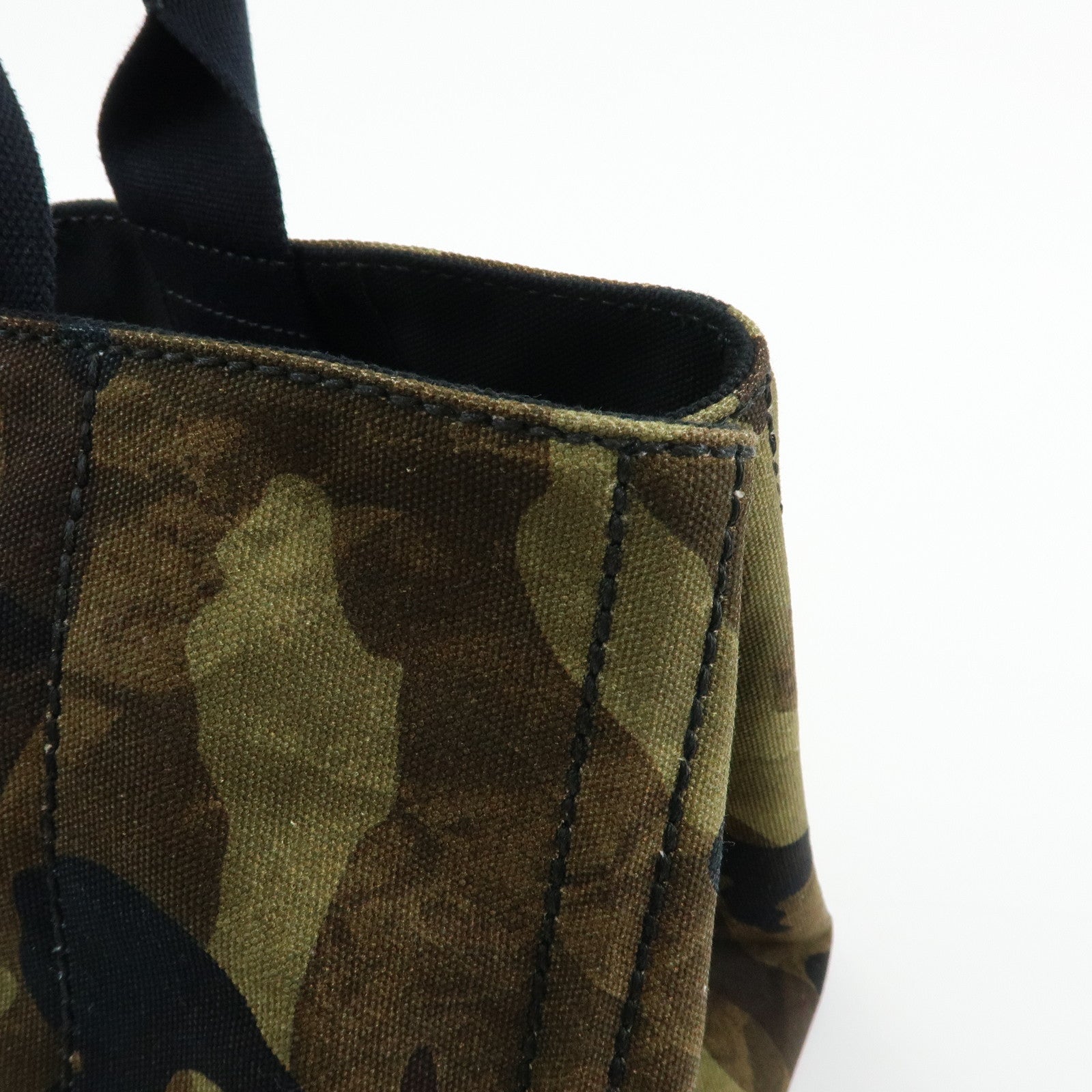 PRADA Triangle Logo Canapa Large Canvas Tote Bag Camouflage B1872B