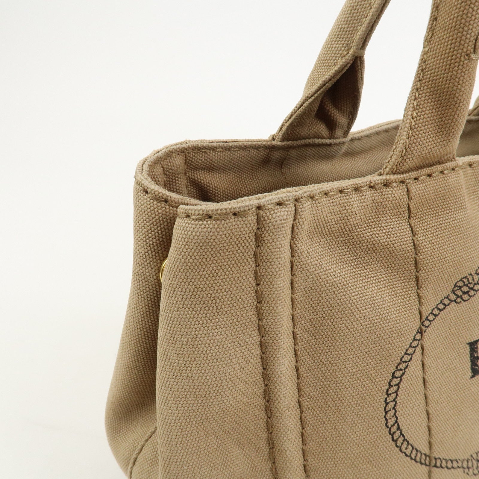 PRADA Logo Canapa Mini Canvas 2Way Bag Hand Bag Beige 1BG439