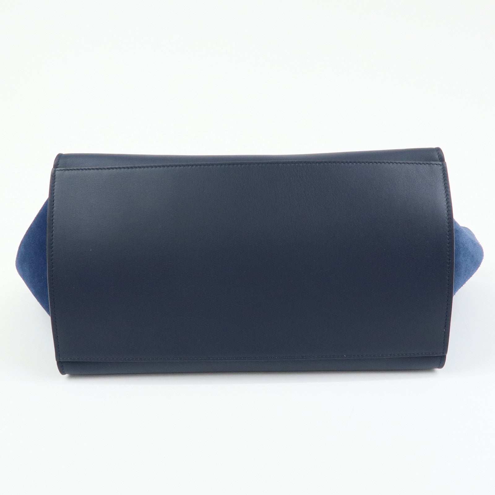 CELINE Leather Suede 2Way Bag Hand Bag Shoulder Bag Navy