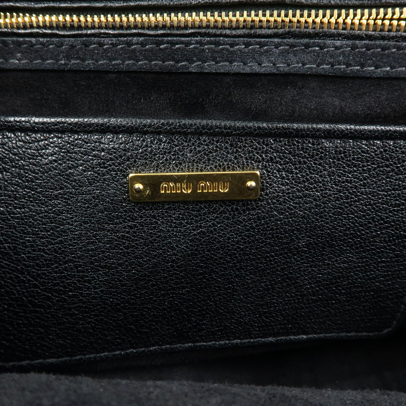 MIU MIU Madras Leather 2Way Bag Hand Bag Shoulder Bag Black