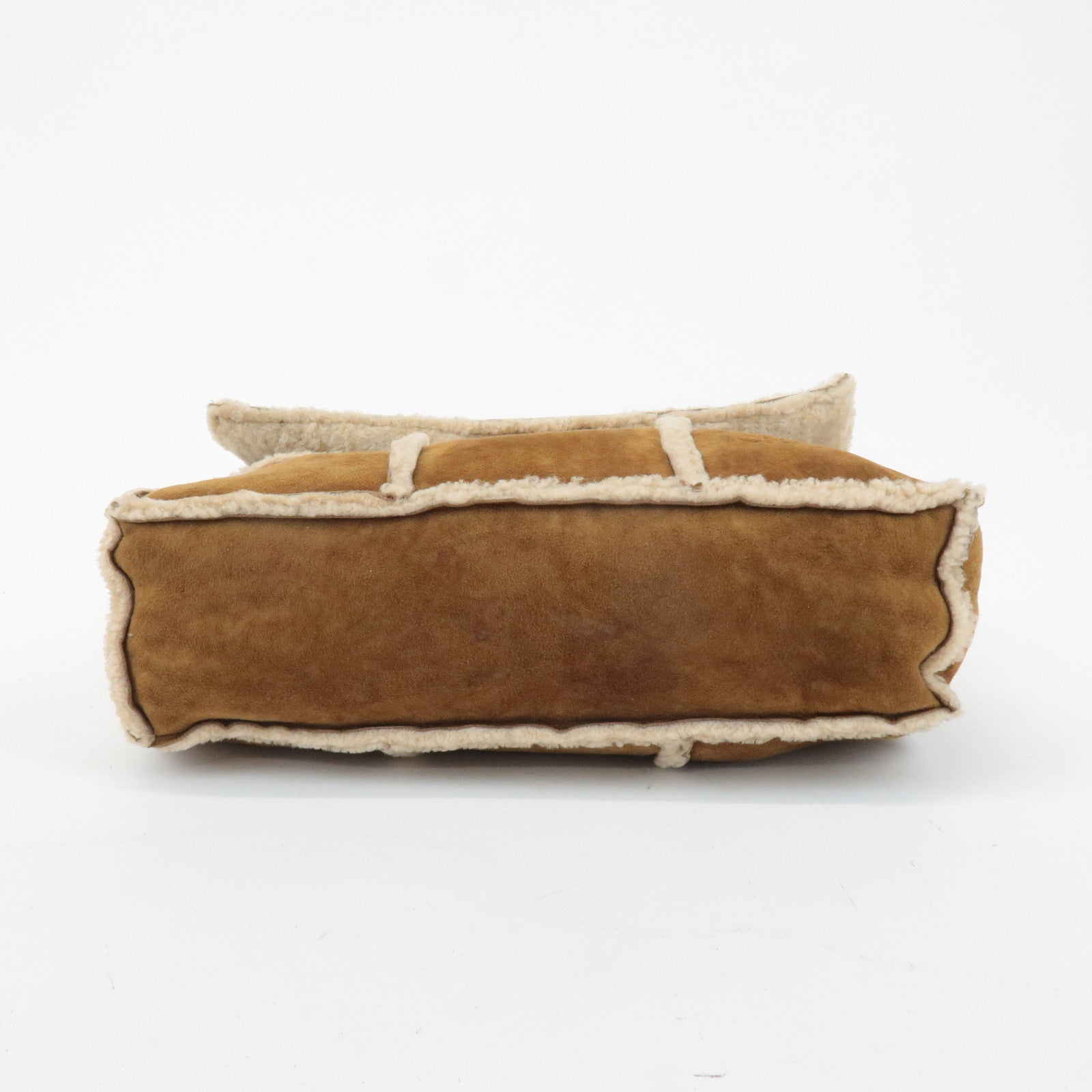 CHANEL Chocolate Bar Suede Mouton Shoulder Bag Hand Bag Brown Used