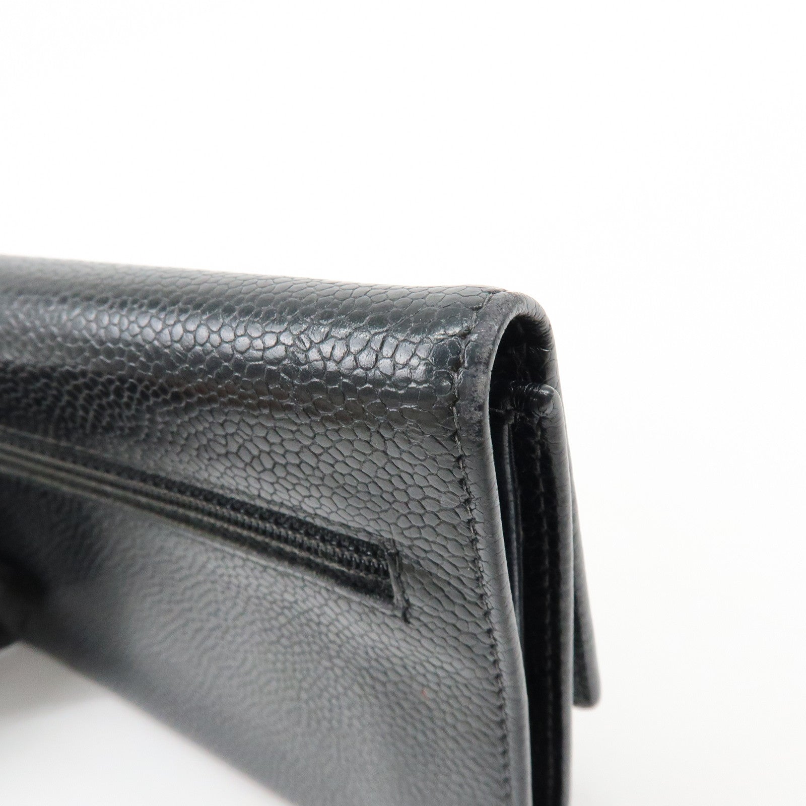 CHANEL COCO Mark Caviarskin Compact Flap Wallet Black