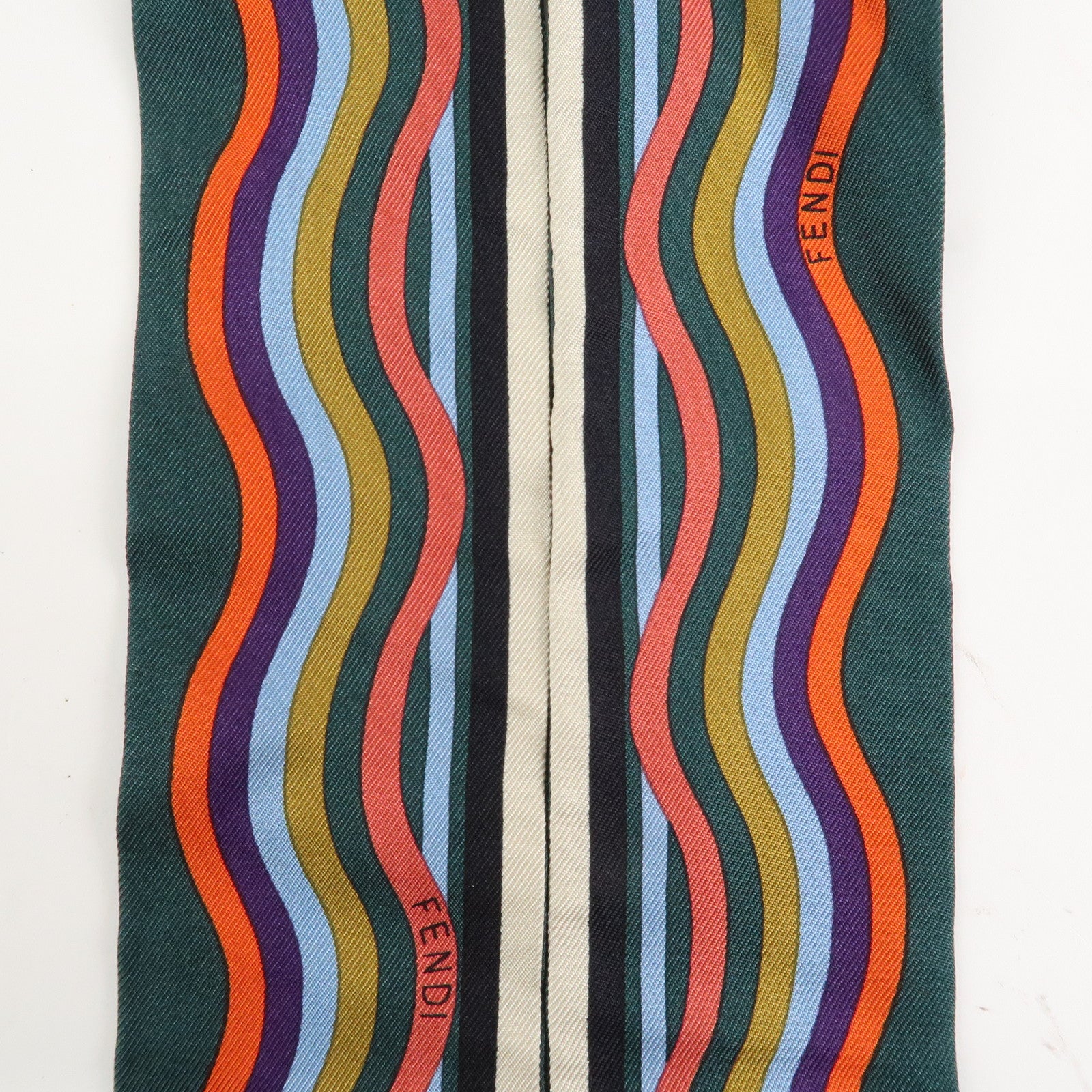 FENDI Silk Scarf Twilly Multicolor Green Used