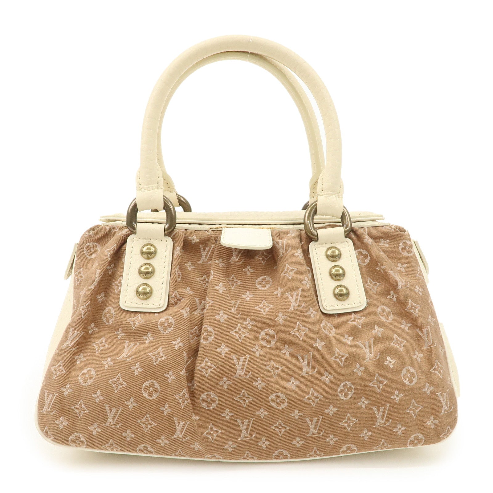 Louis Vuitton Monogram Mini Lin Trapeze PM Hand Bag Caramel M40059 Used