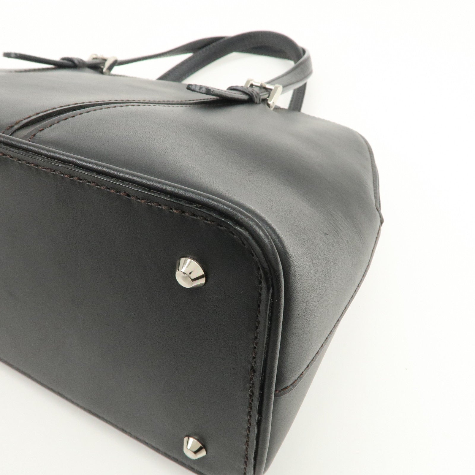 BURBERRY Logo Leather Hand Bag Black