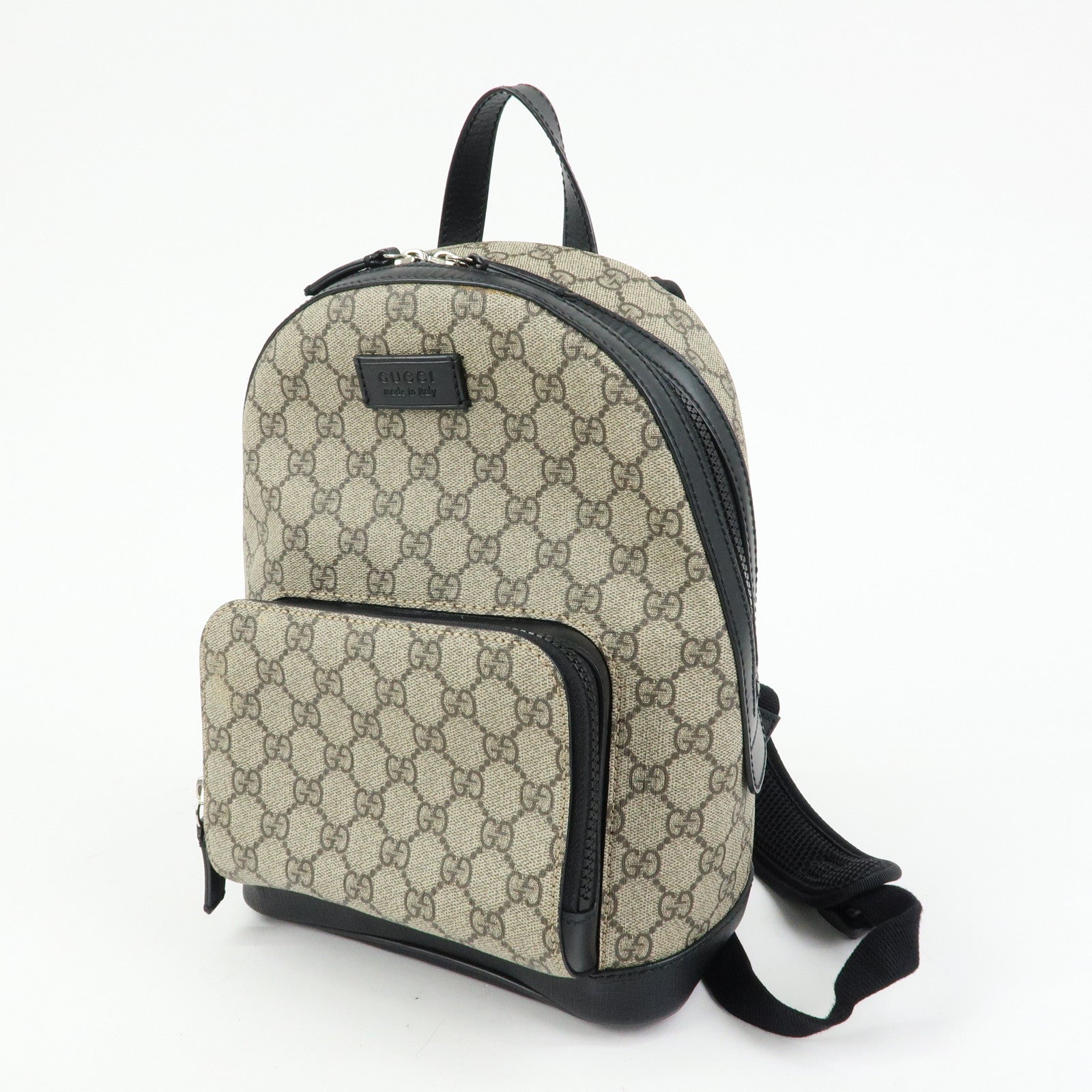GUCCI GG Supreme Leather Backpack Rucksack Beige Black 429020