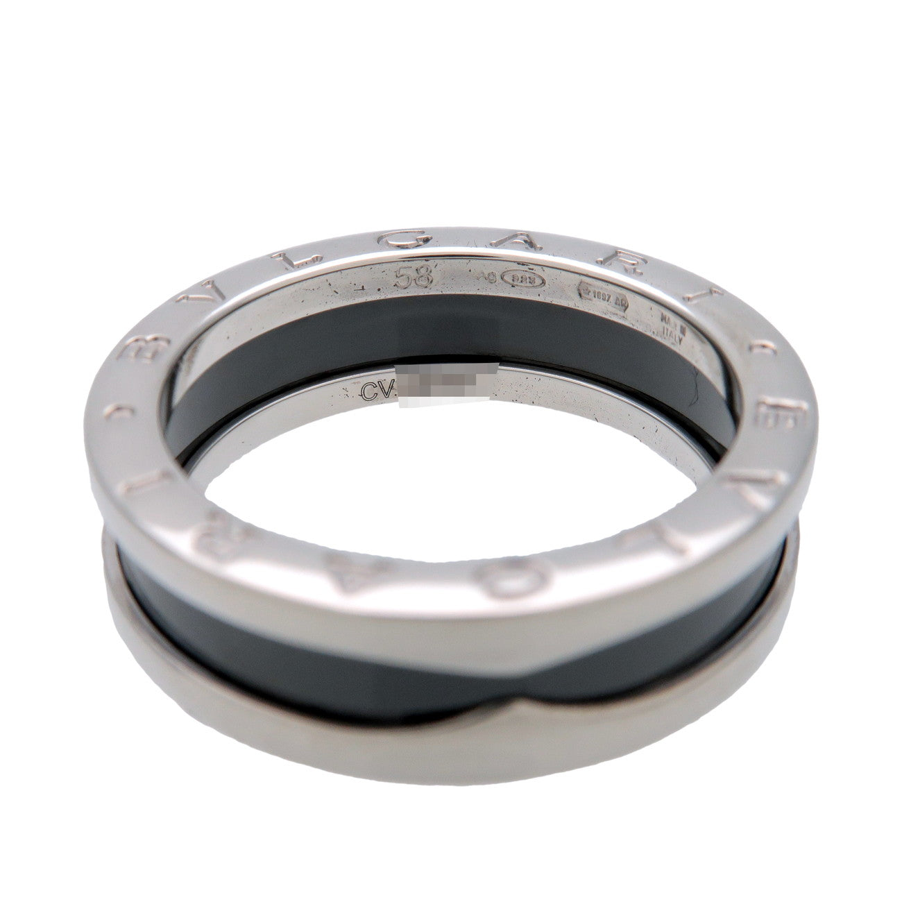 BVLGARI B-Zero1 Save the Children Ring SV925 Silver Black #58 US8