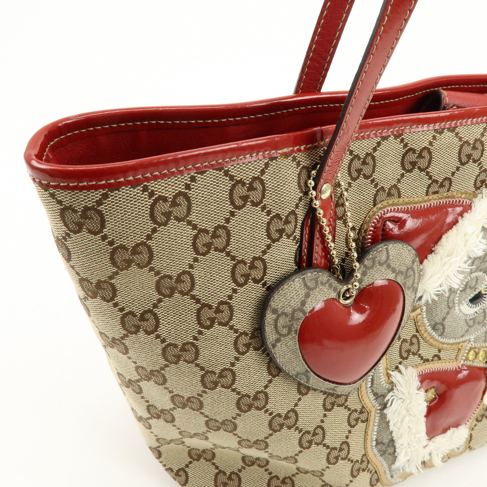 GUCCI Gucciori GG Canvas Leather PVC Shoulder Bag Beige Red 212376