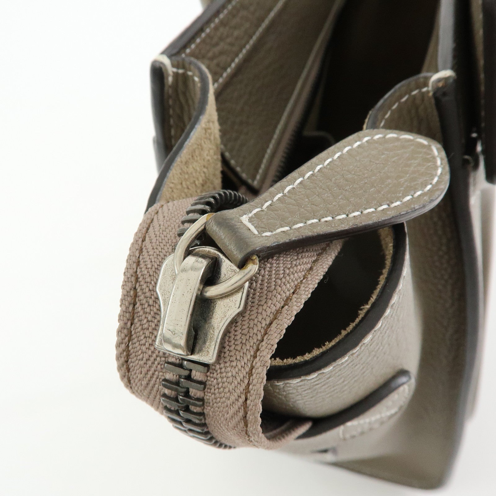 CELINE Luggage Micro Shopper Calf Leather Hand Bag Gray