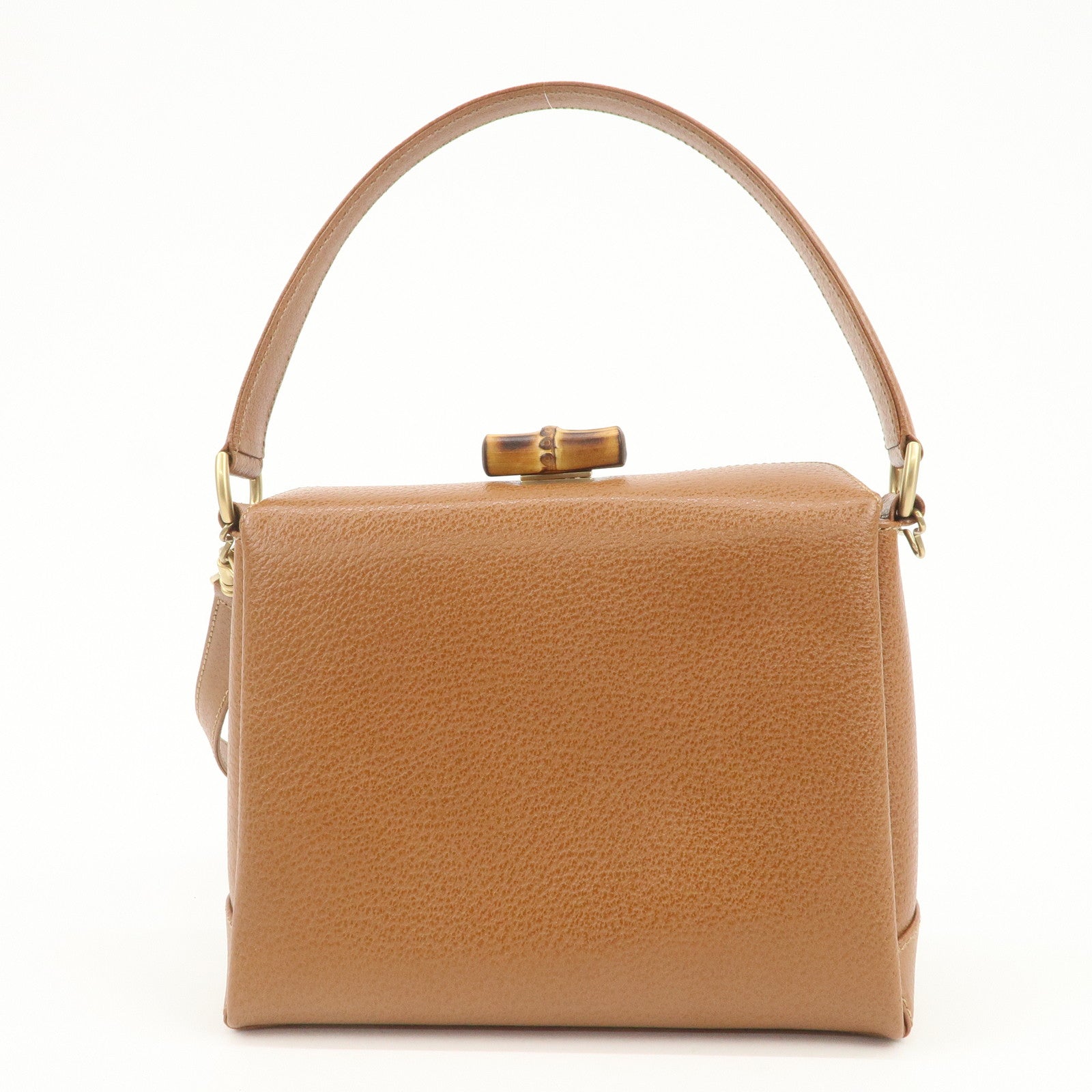 GUCCI Bamboo Leather 2Way Tote Bag Hand Bag Brown 000.926.0175