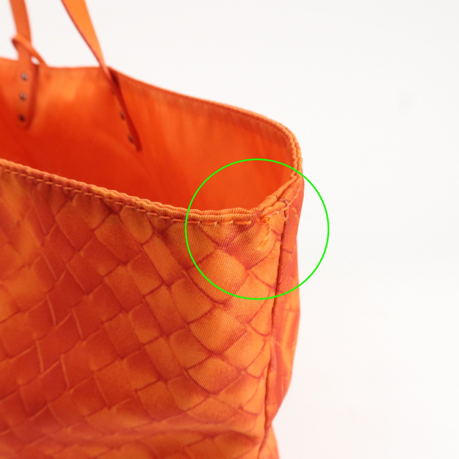 BOTTEGA VENETA Intrecciato Lujon Nylon Leather Tote Bag Orange Used