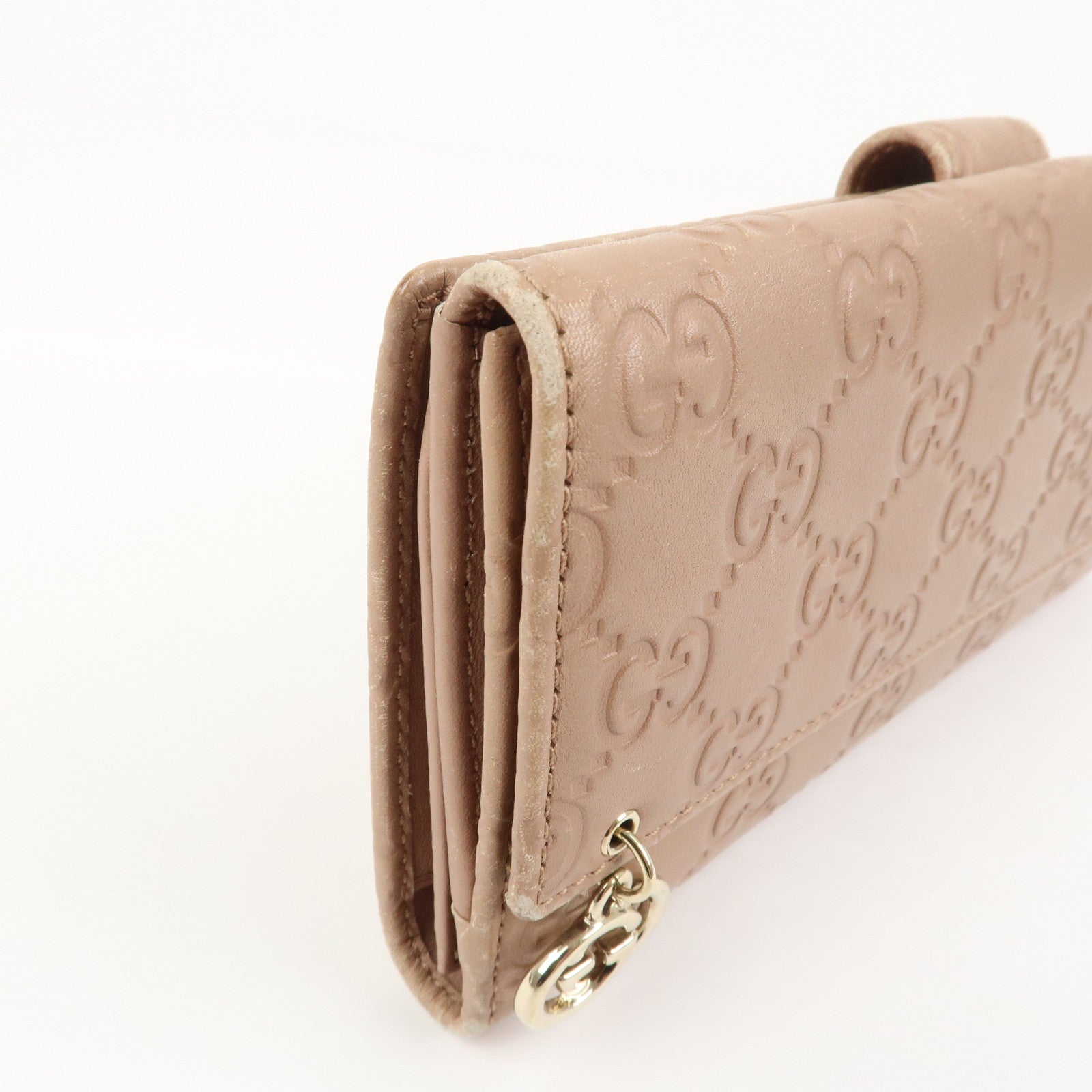 GUCCI Interlocking G Guccissima Leather Long Wallet Pink 212104