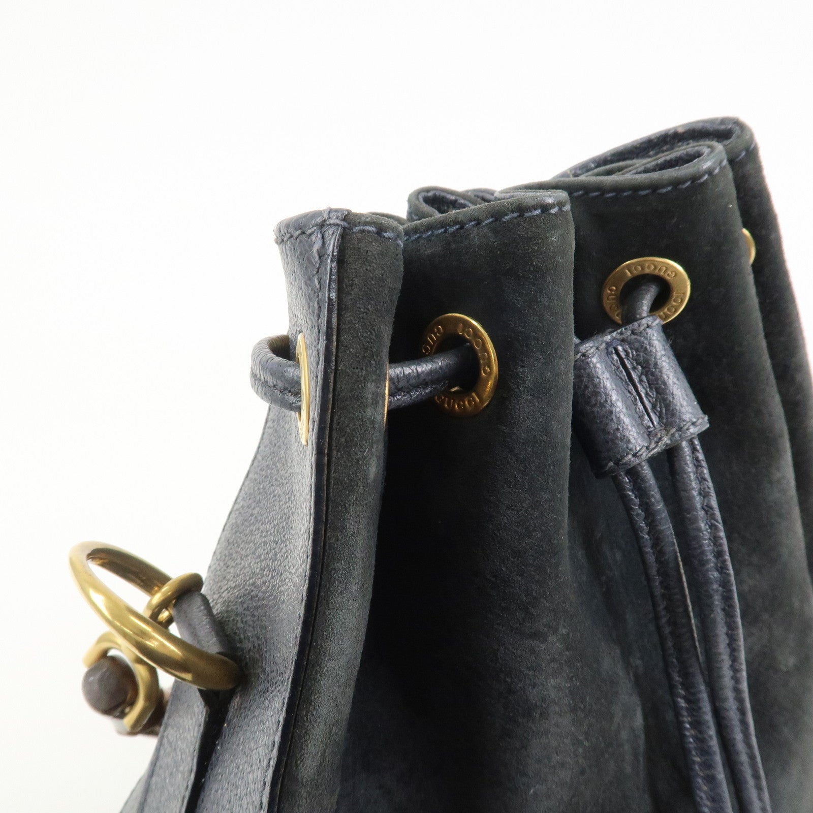 GUCCI Bamboo 2Way Bag Hand Bag Shoulder Bag Dark Navy 001繝ｻ2865