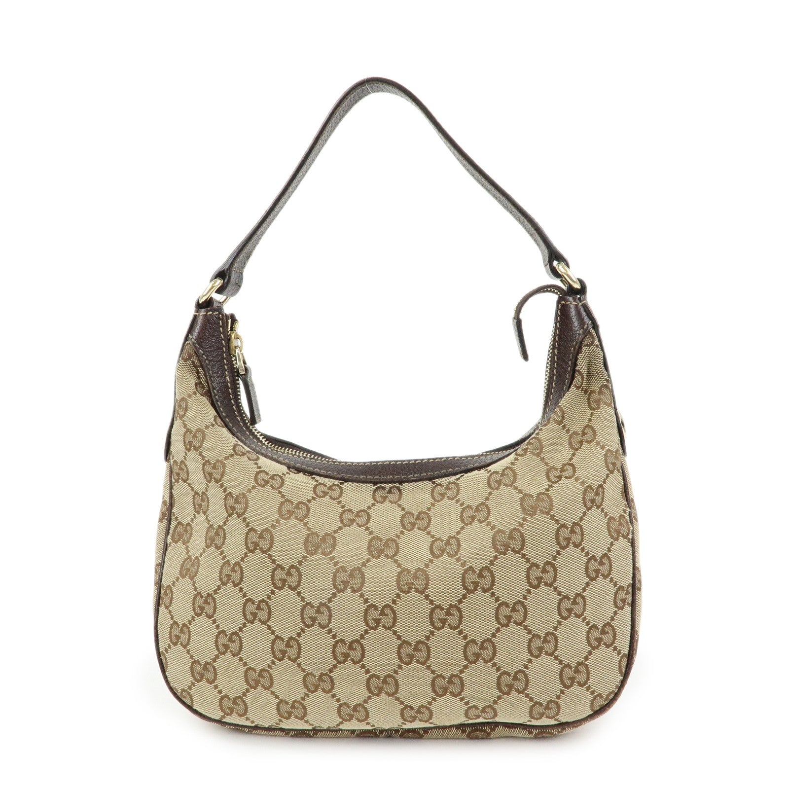 GUCCI GG Canvas Leather Shoulder Bag Hand Bag Beige Brown 154395