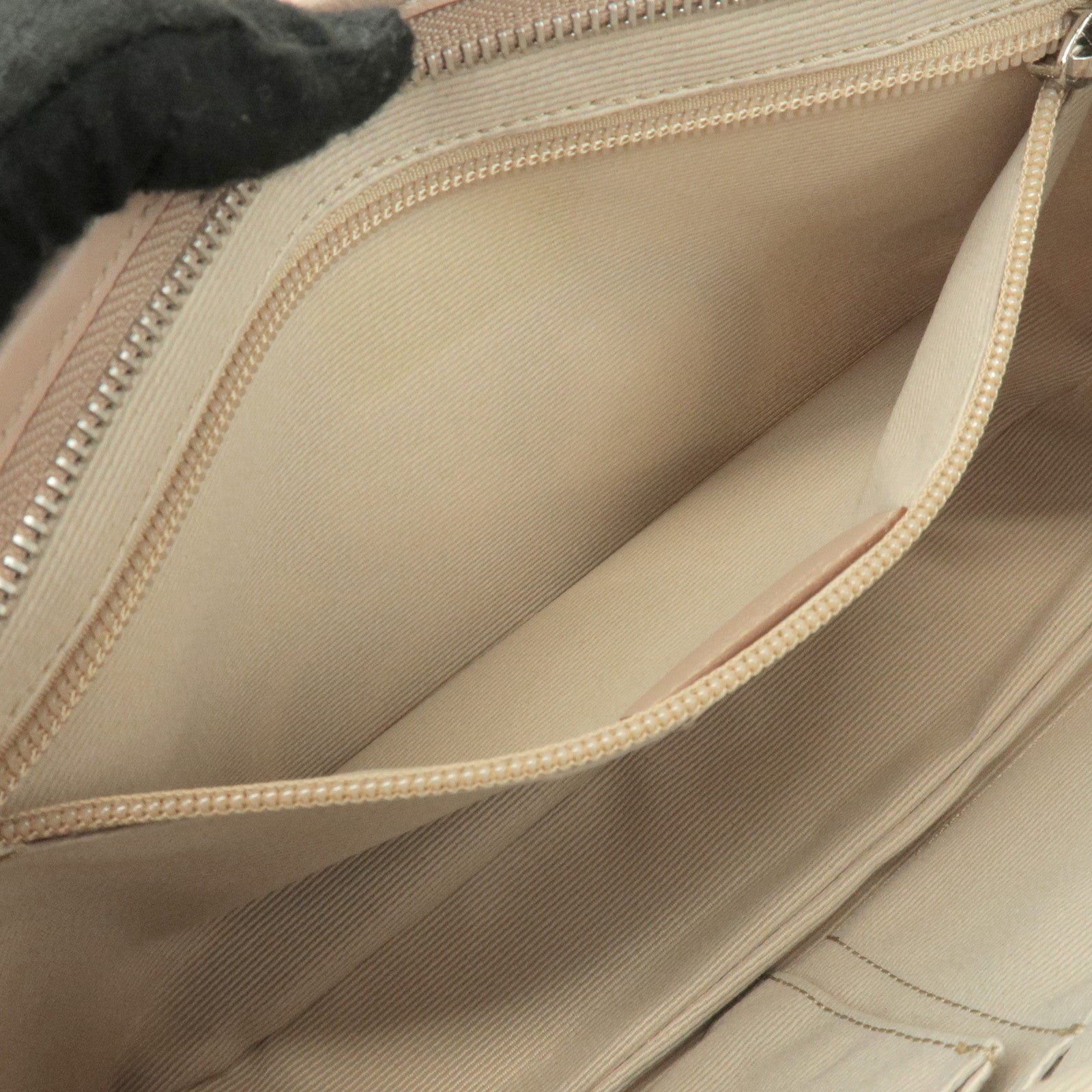 Ferragamo Gancini Nylon Leather Hand Bag Shoulder Bag Beige Brown