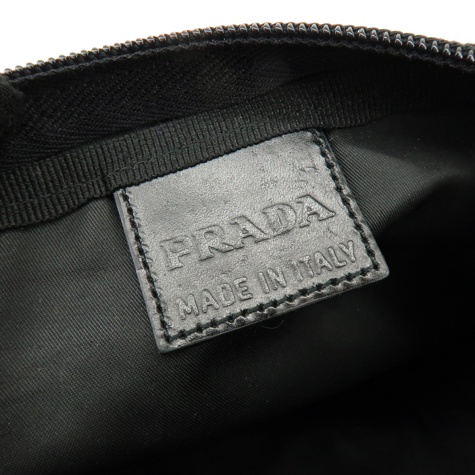 PRADA Triangle Logo Nylon Pouch Cosmetic Case Black