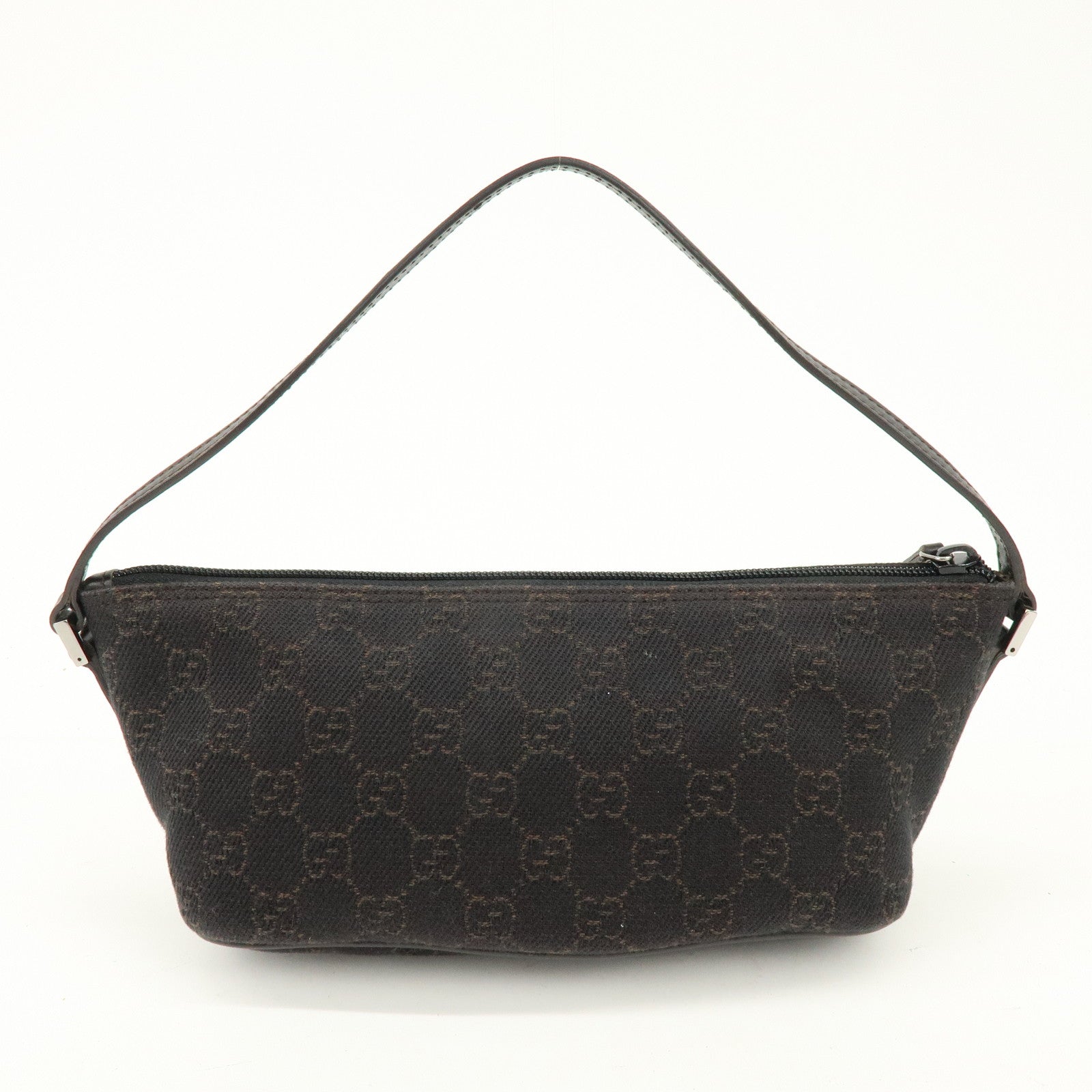 GUCCI Boat Bag GG Canvas Leather Hand Bag Brwon 07198