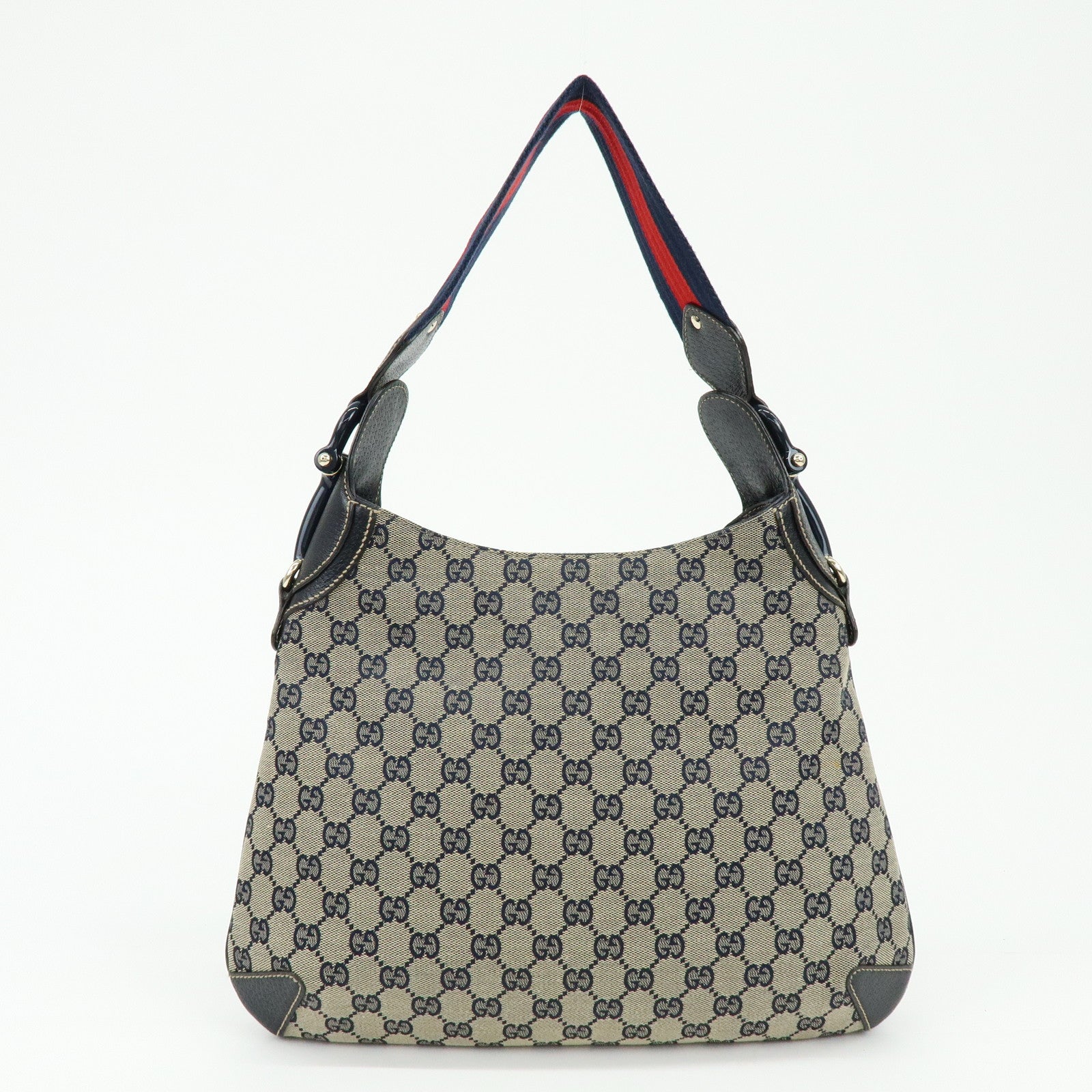 GUCCI Horsebit Sherry GG Canvas Leather Shoulder Bag Beige 145826
