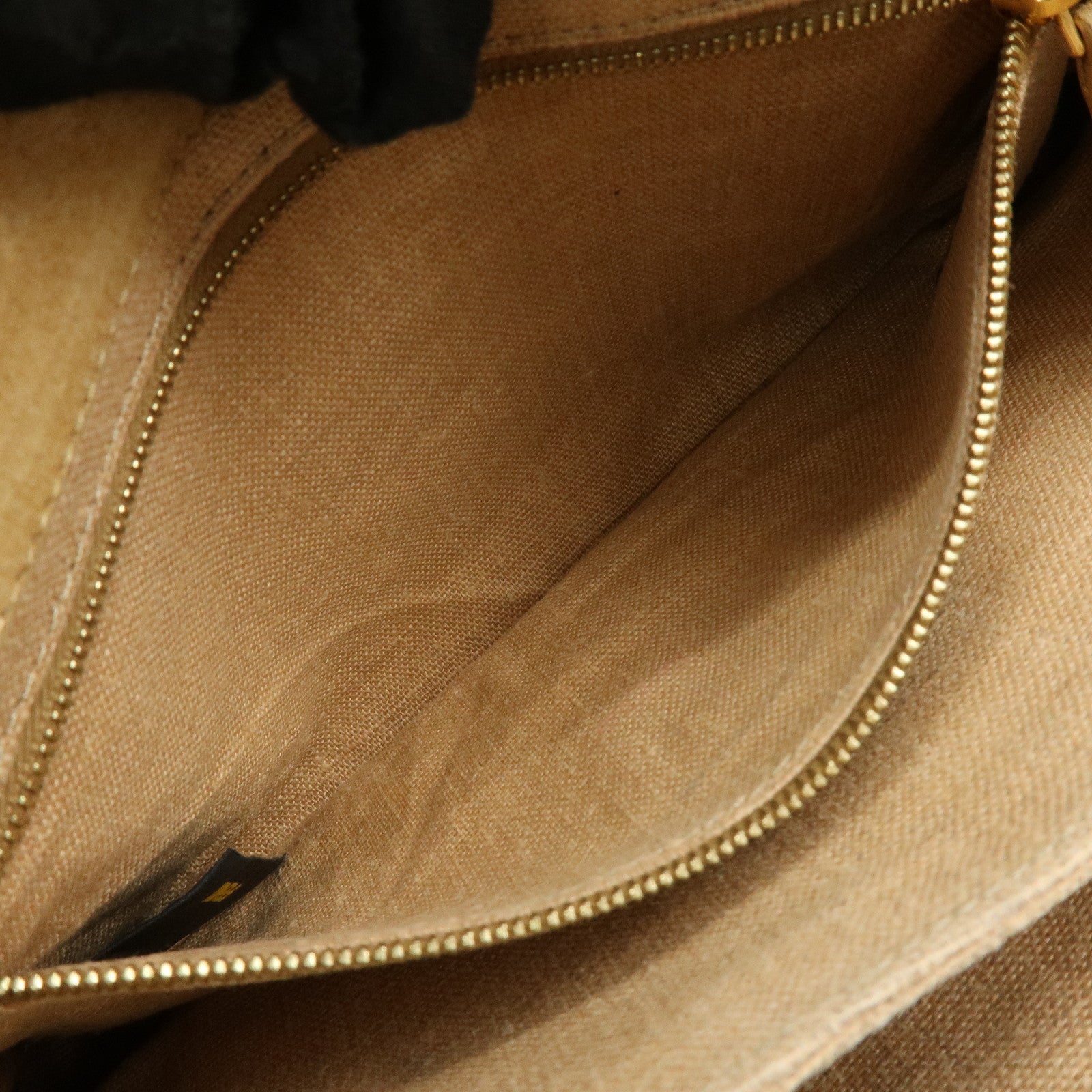 FENDI Pequin Canvas Leather Shoulder Bag Brown Black 8BT204