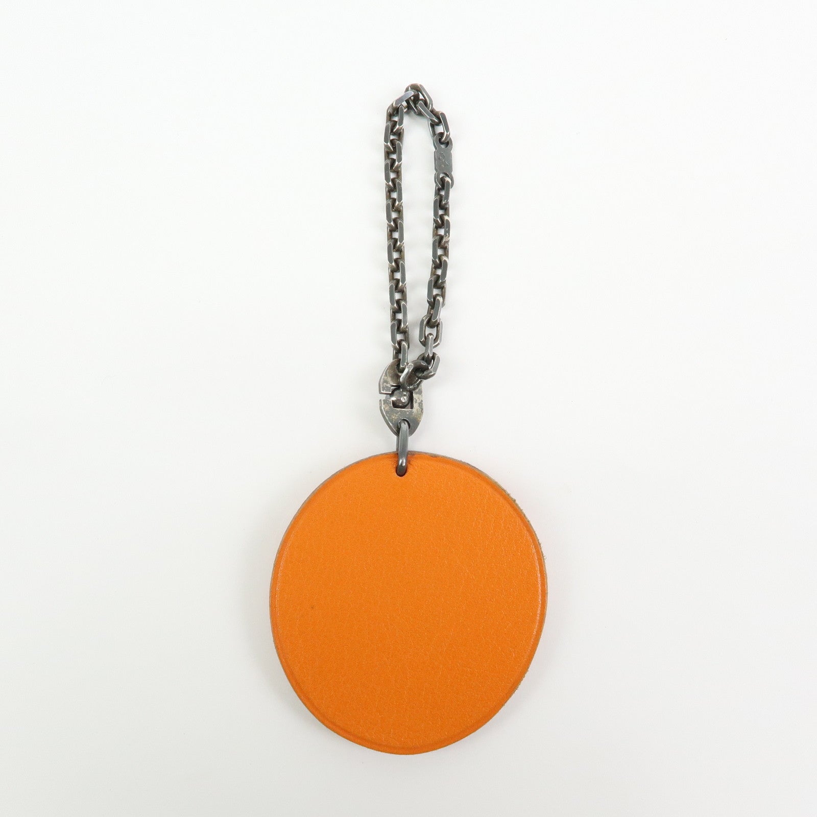 HERMES Leather Bag Charm Key Charm Key Holder Orange Green