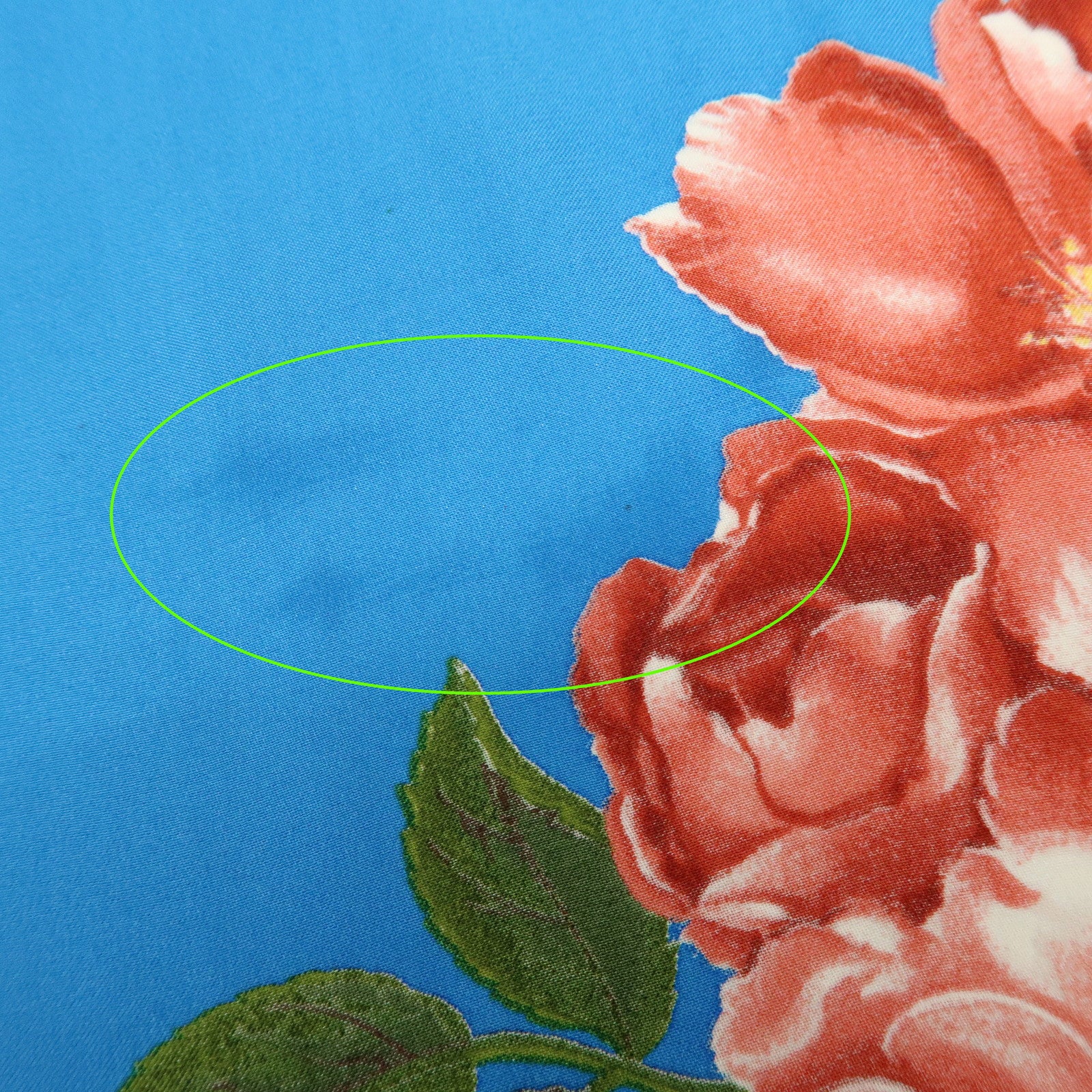 CHANEL Silk 100% Scarf Camellia Flower Motif Blue Gold Red