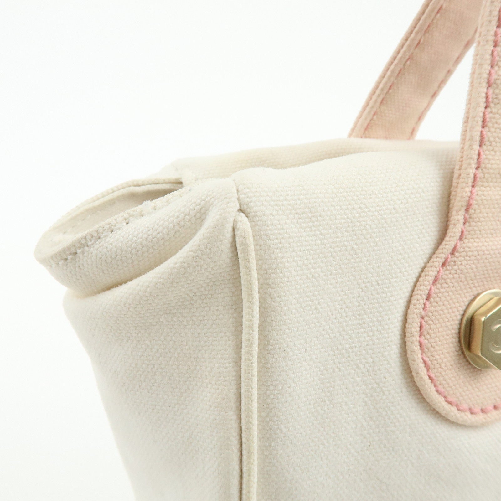 CHANEL Marshmallow Canvas Hand Bag Tote Bag White Pink