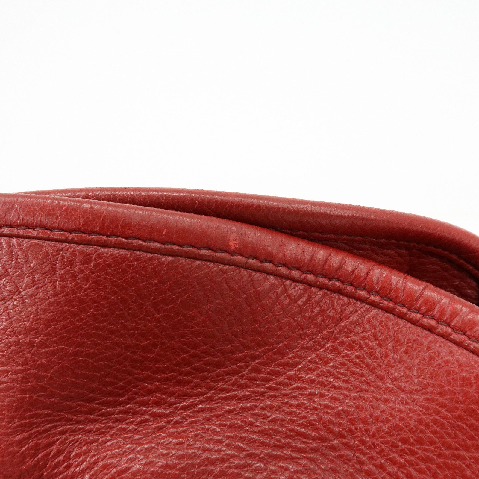 PRADA Cervo Shine Leather Bowler Bag 2Way Tote Bag Red BL0688