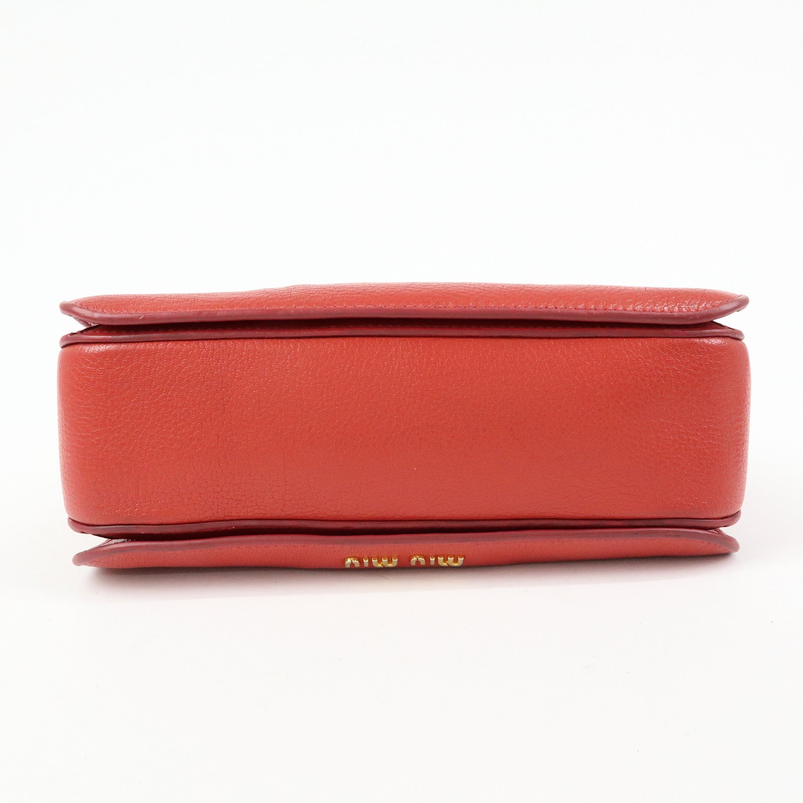 MIU MIU Madras Leather 2Way Bag Hand Bag Shoulder Bag Red