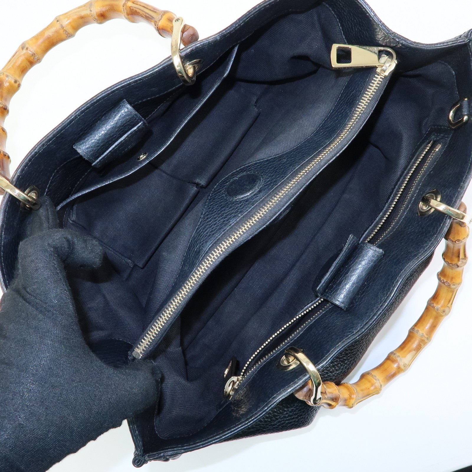 GUCCI Bamboo Shopper Medium Leather 2Way Hand Shoulder Bag 323660