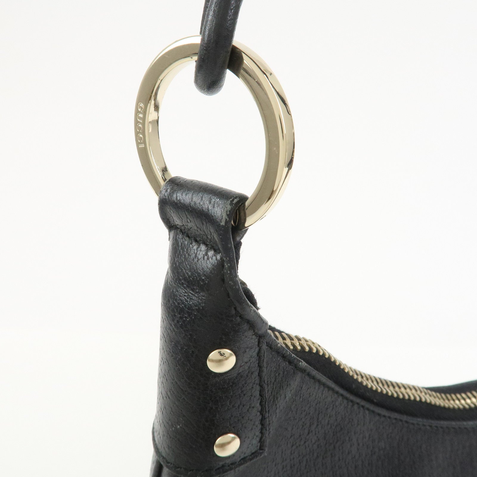 GUCCI Leather Shoulder Bag Hand Bag Black 115003