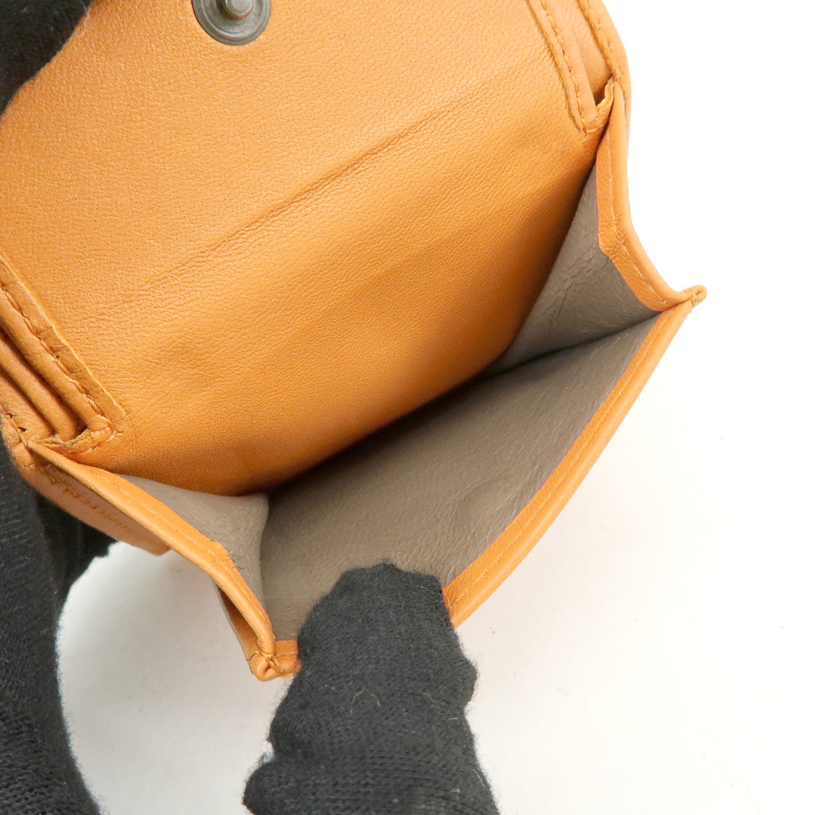 Bottega Veneta Intrecciato Leather Bi-fold Comact Wallet Orange