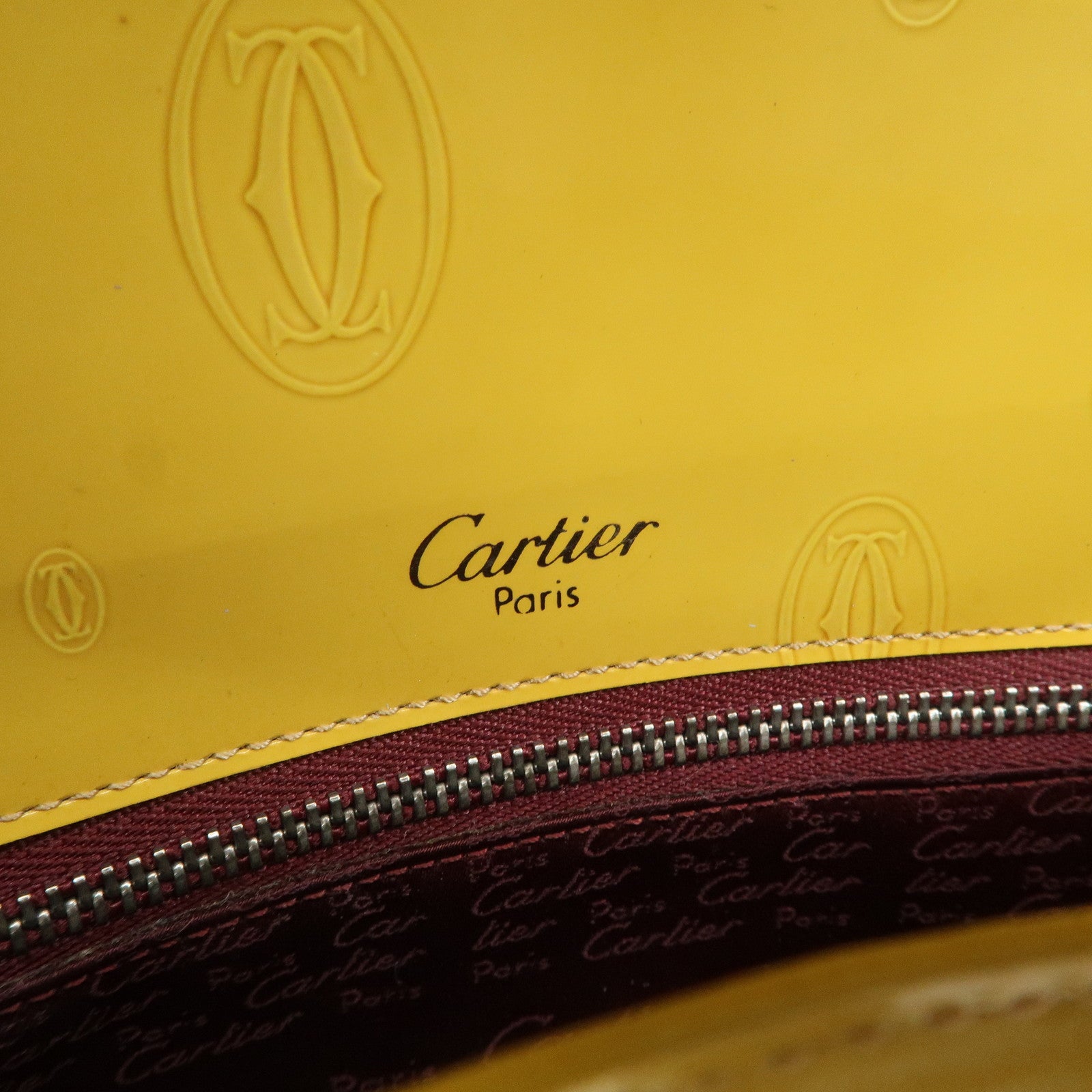 Cartier Happy Birthday Patent Leather Shoulder Bag Hand Bag Yellow