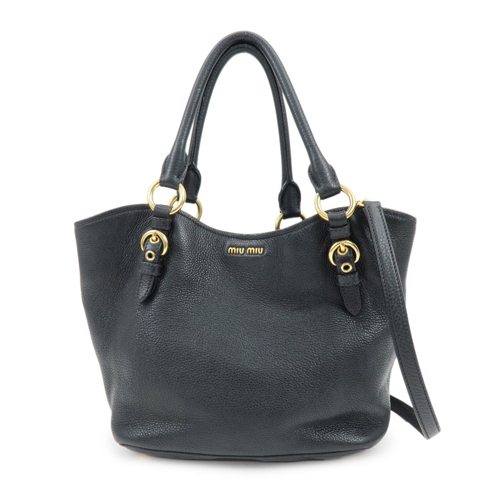 MIU MIU Vittello Phoenix Leather 2Way Hand Shoulder Bag 5BE886