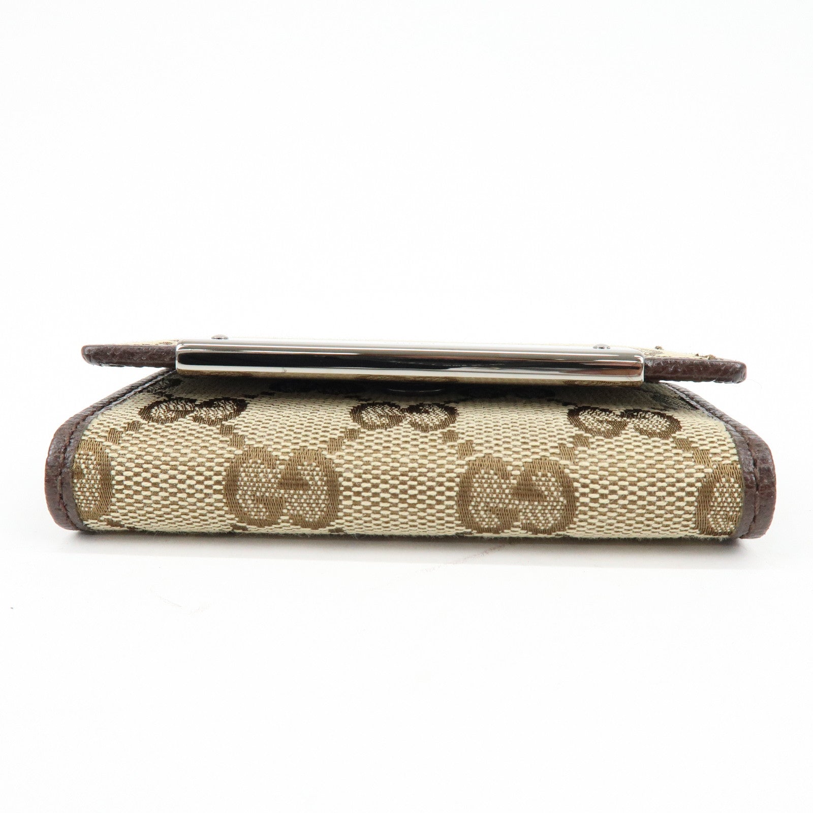 GUCCI GG Canvas Leather 6 Ring Key Case Beige Brown 127048