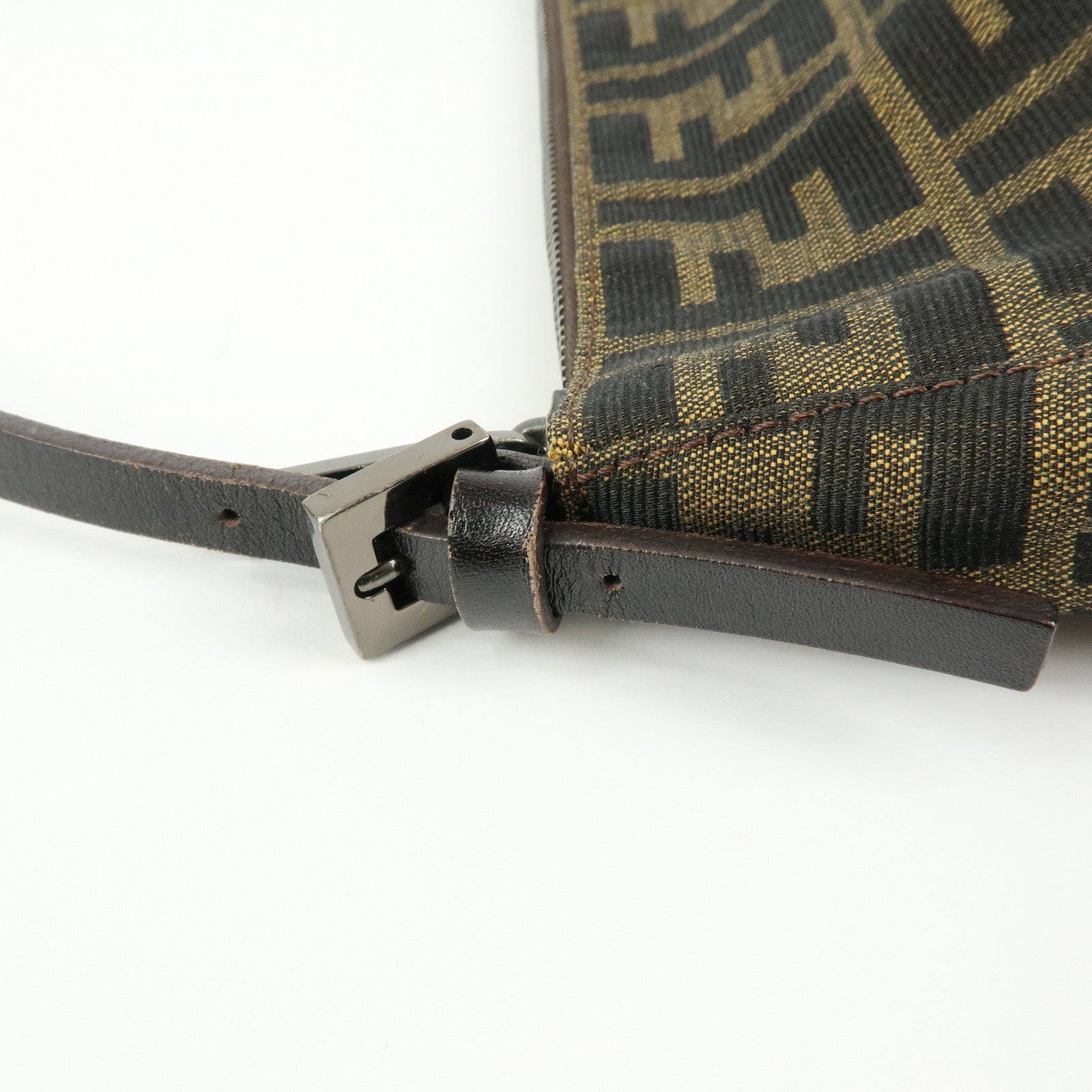 FENDI Zucca Canvas Leather Hand Bag Shoulder Bag Brown 8BR156