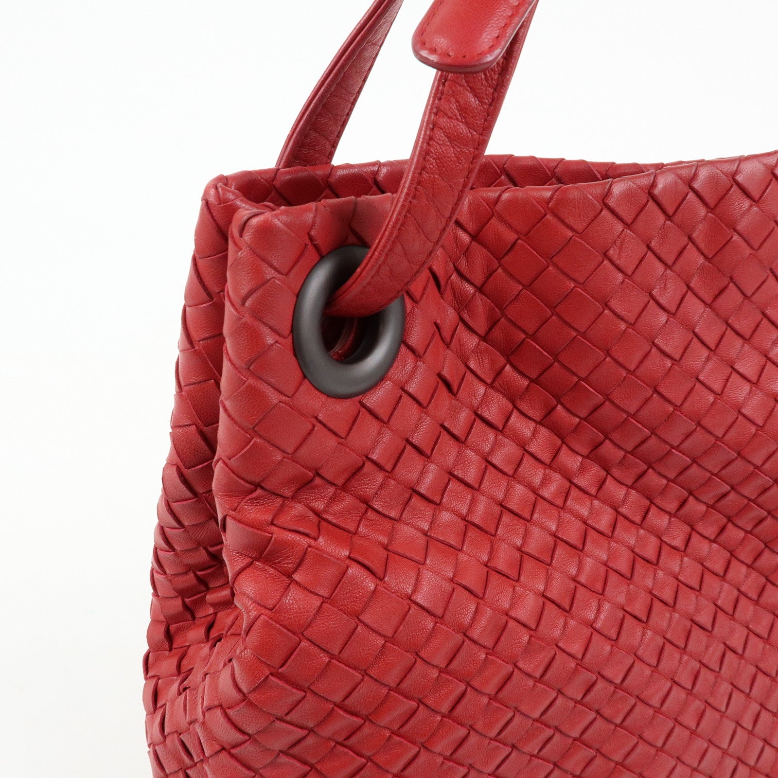 BOTTEGA VENETA Intrecciato Leather Shoulder Bag Hand Bag Red