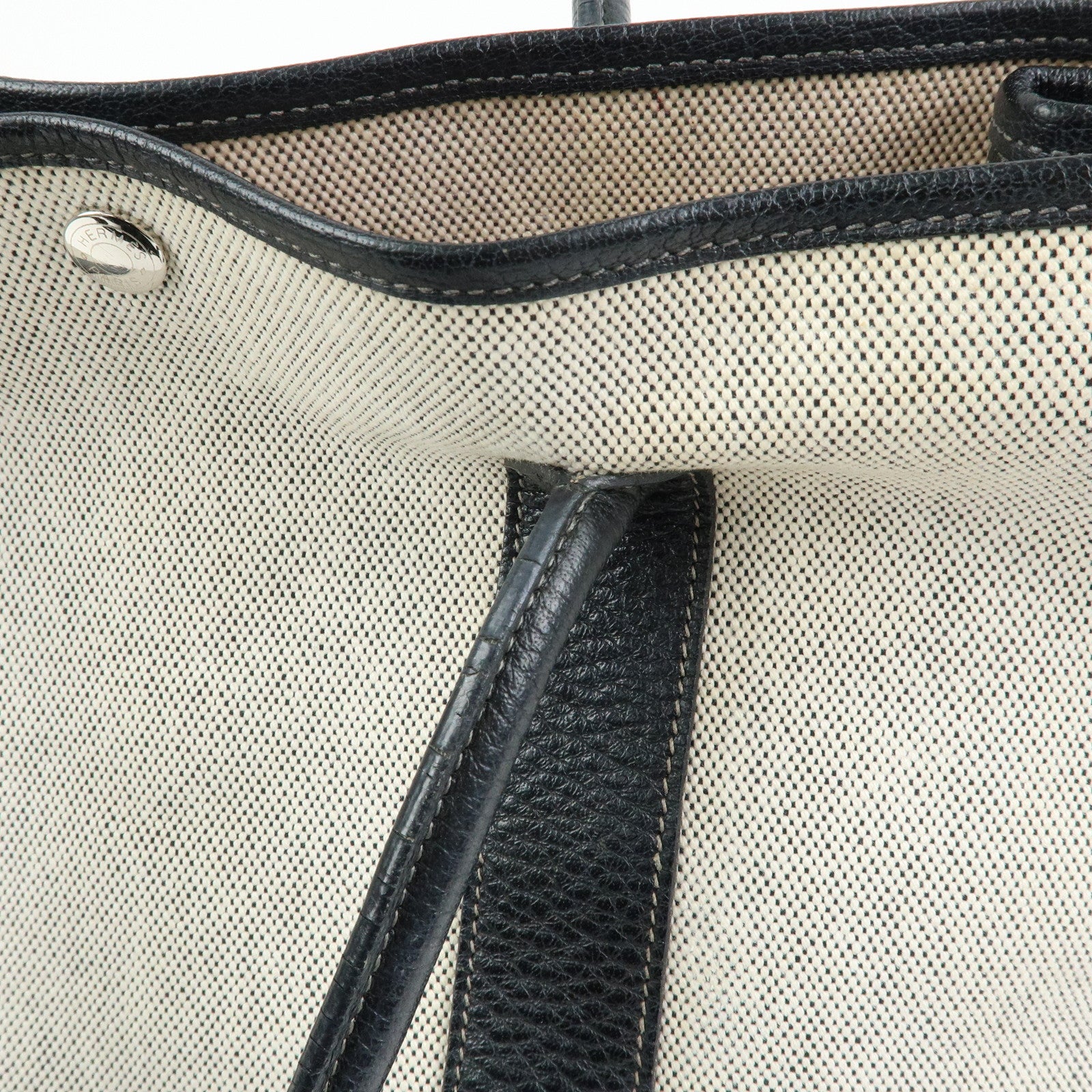 HERMES Toile Ash Negonda Garden Party PM □J Stamped Tote Bag Beige