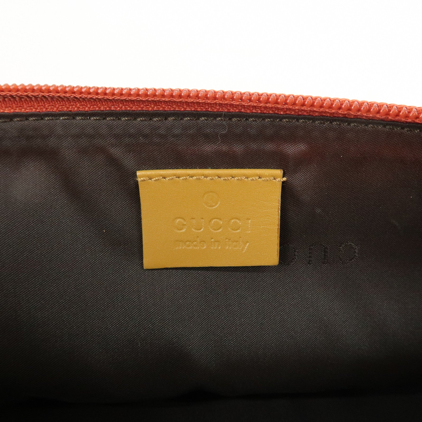 GUCCI Suede Leather Accessory Pouch Hand Bag Orange 039.1103